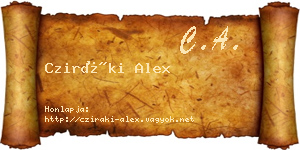 Cziráki Alex névjegykártya